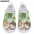 thumbnail image 1 of Doginthehole - Zapatos planos informales para mujer, de malla, ligeros, transpirables, sin cordones, con dibujos de cachorros, color blanco, 1 of 5