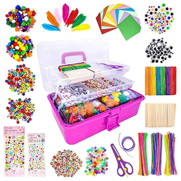 Bewildely Suministros de manualidades para niños Conjunto de artes para el hogar Suministros de arte para niños Regalos Juguetes tipo 2 rosa