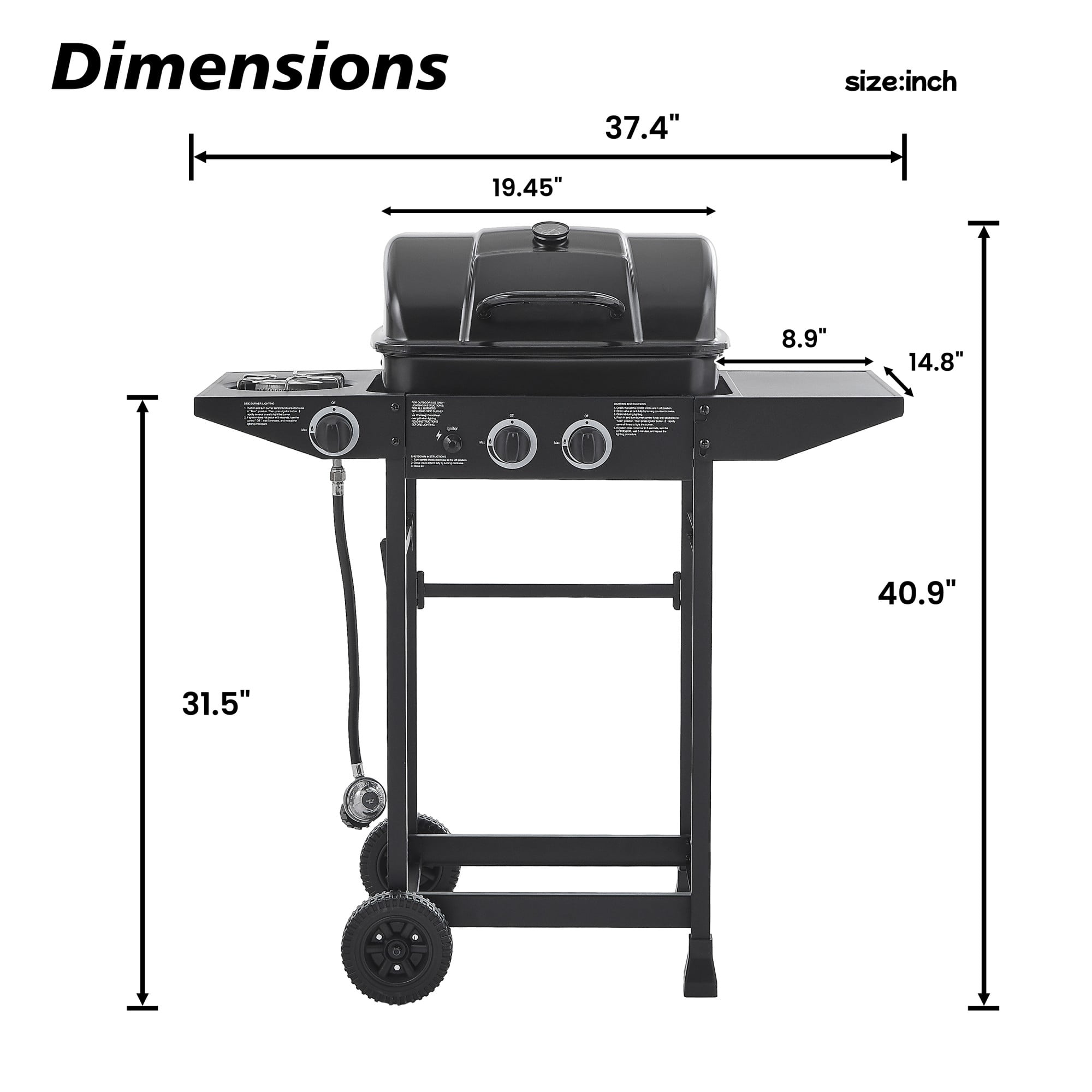 BOFANG Stainless Steel BBQ Grill with Side Burner for Backyard & Patio