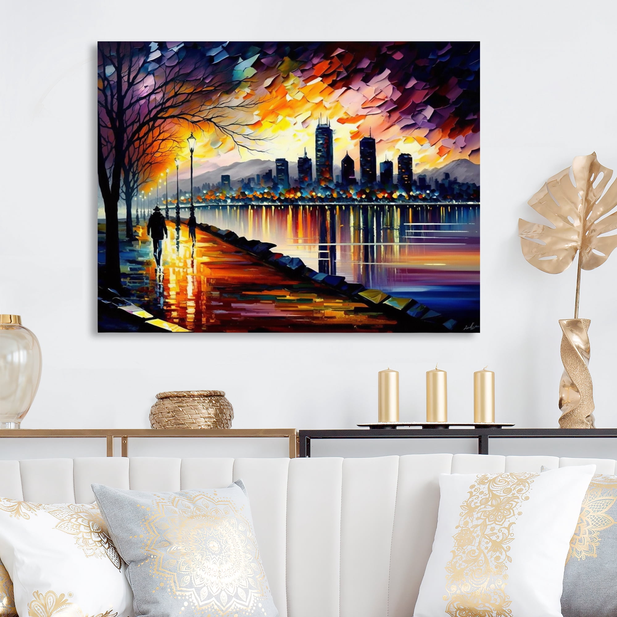 Designart Vancouver Skyline At Sunset II Canvas Wall Art