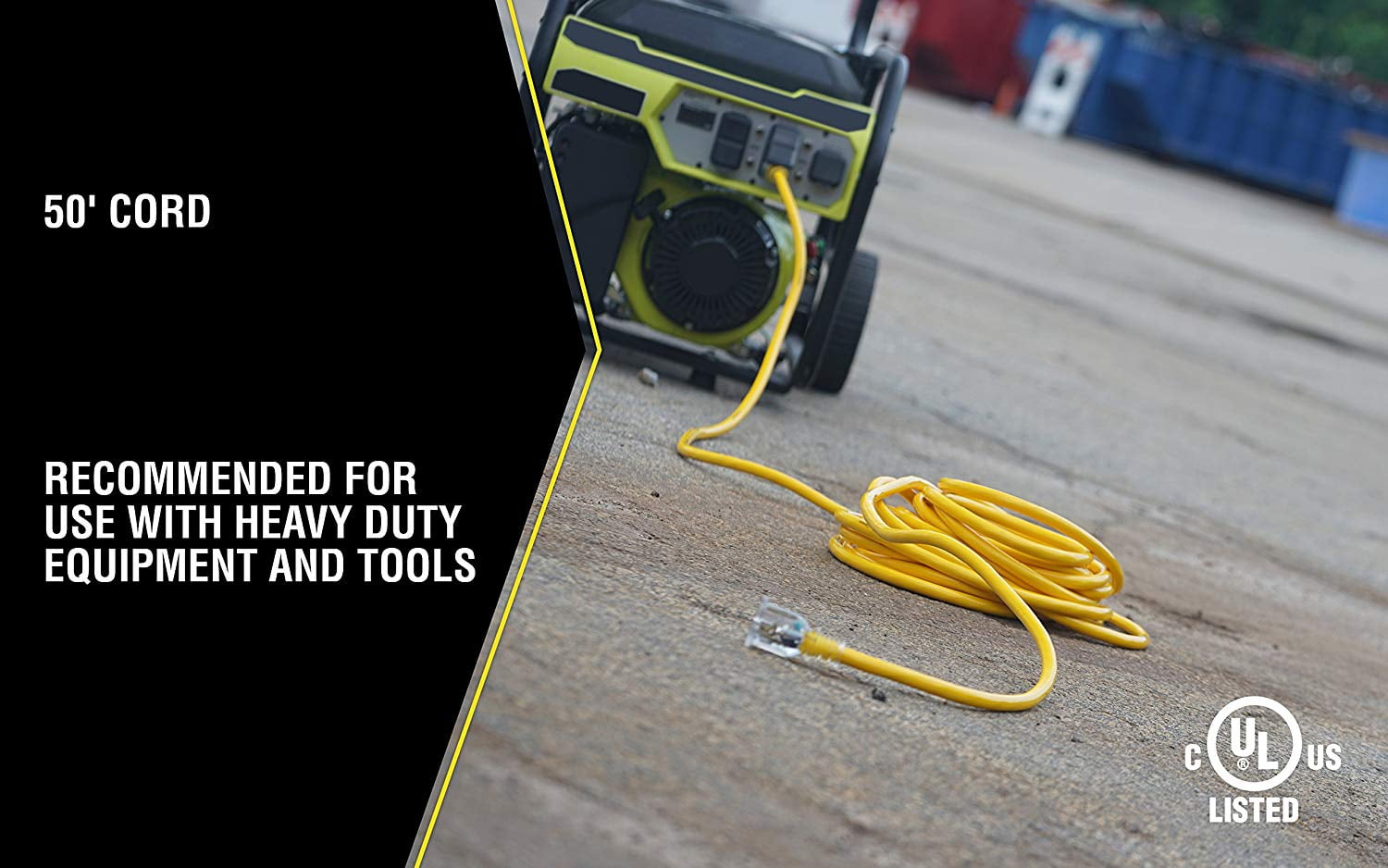 Southwire 50 Ft 20 Amp Weather Resistant Electrical Extension Cord, Yellow