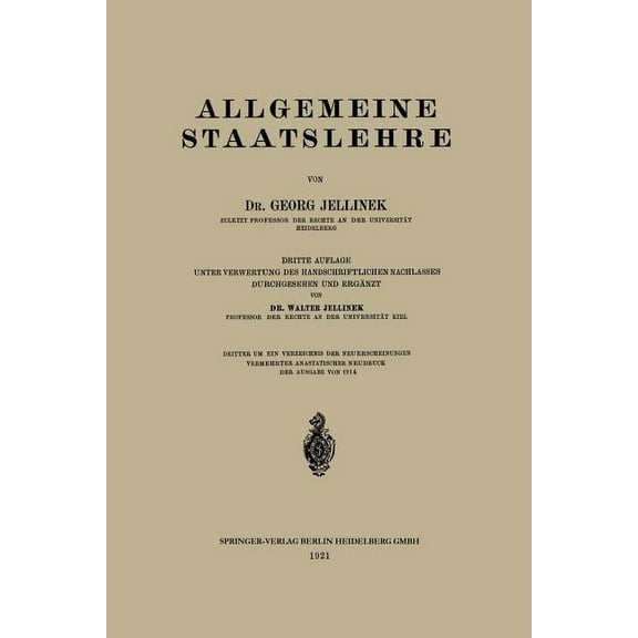 Allgemeine Staatslehre, (Paperback)