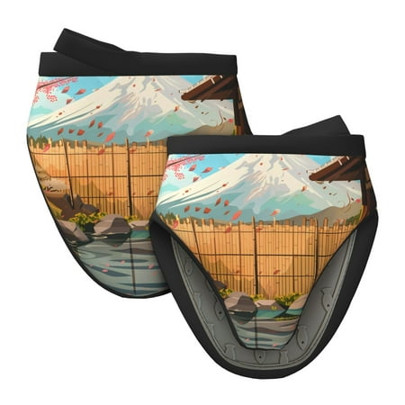 

Qekee Tranquil Garden Landscape Print Non-Slip Mini Oven Mitt Silicone Oven Mitts Heat Resistant Kitchen Mittens Pinch Mitts Cooking Mitts