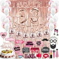 thumbnail image 2 of 93rd Birthday Decoration Rose Gold, 93 Party Supplies Decoration, 93rd Sash, 93 Cake Topper, 93rd Photo Props, confetti Balloons, Curtain, 2 of 4