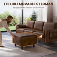 thumbnail image 6 of Neche 100" PU Faux Leather Sofa with Movable Ottoman, 3 Seater L Shaped Leather Sectional Couch with Side Pocket, Comfy Mid Century Modern Modular Couch for Living Room, Apartment, Cocoa, 6 of 8