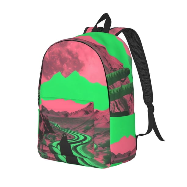 Balery Neon Desert Moon Mochila Clásica Impresa Básica para Viaje, Mochila Escolar Resistente al Agua, Mochila de Lona con Correas Ajustables-Small