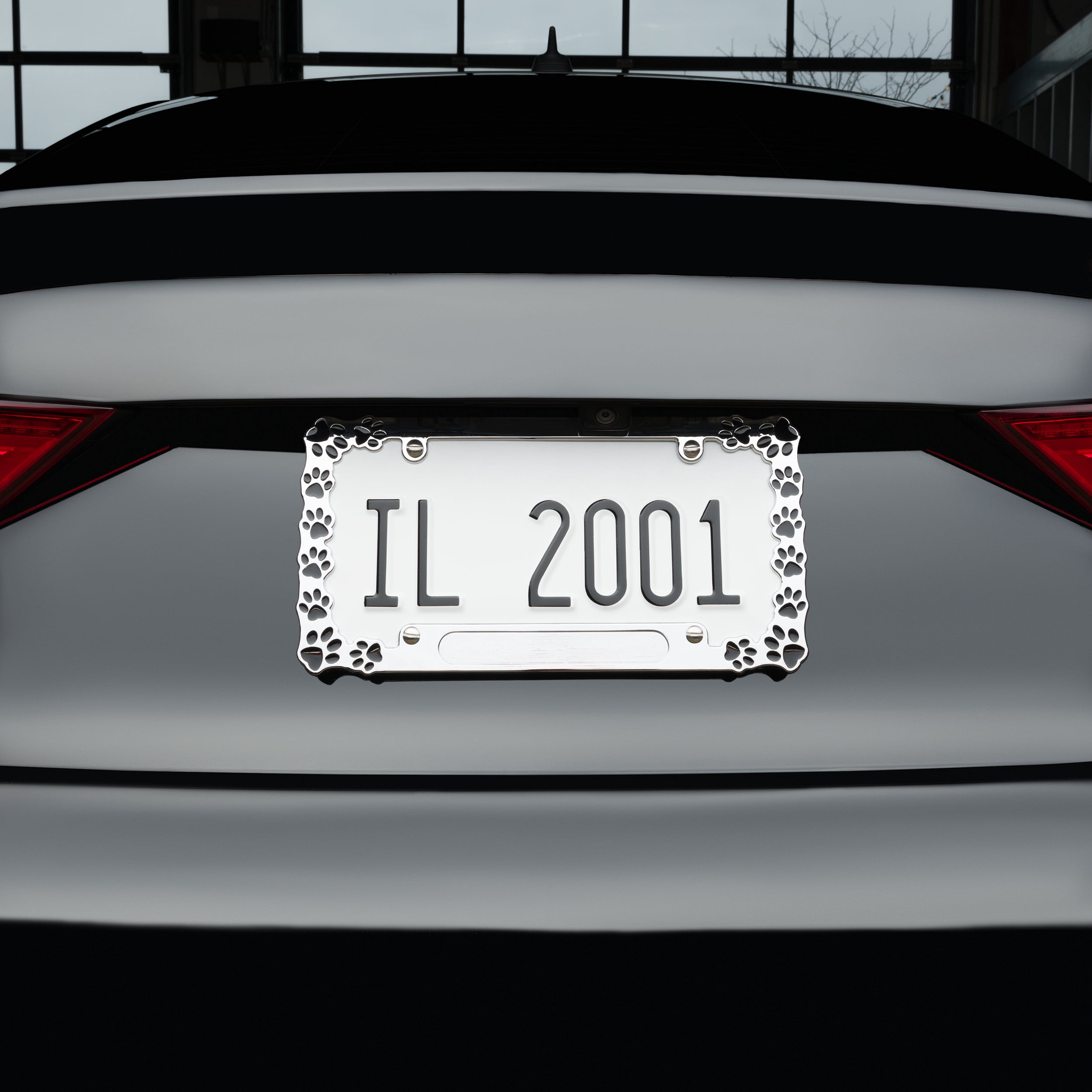 Auto Drive Paw Print Automotive Metal License Plate Frame, 92984W