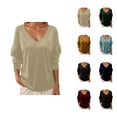 thumbnail image 1 of Hauts en Velours pour Femmes 2026 Mode Automne Hiver Manches Longues Col en V Rétro Décontracté T-Shirts pour Sortir, 1 of 4