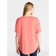 thumbnail image 2 of Time and Tru Women's V-Neck Tunic Tee with Short Sleeves, Sizes XS-XXXL, 2 of 6