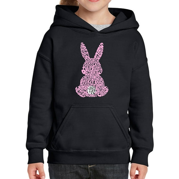 Girl's Word Art Hooded Sweatshirt - Easter Bunny