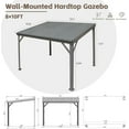 thumbnail image 5 of 8' x10' Lean to Gazebo, Outdoor Hardtop Wall Mounted Gazebo with Upgraded Drainage System and Sloping Galvanized Steel Roof  for Patio Deck Backyard Lawn (Gray), 5 of 8