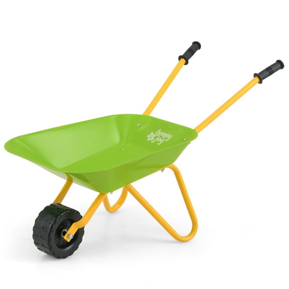 Gymax Kids Wheelbarrow Carbon Steel Wheel Barrel w/ Non-Slip Handles Thickened PP Wheel