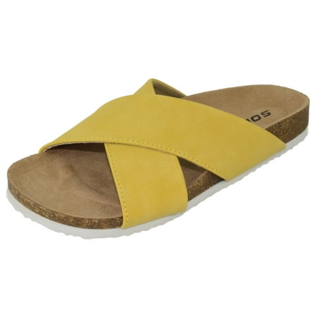 

Soda Shoes Women Sandals Footbed Criss Cross Band Strap Flip Flops MIDGE-S Yellow 7