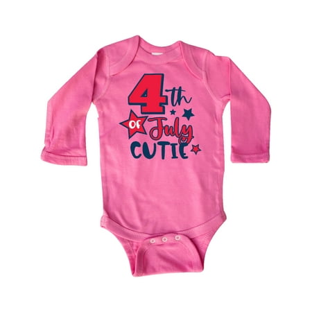 

Inktastic 4th of July Cutie with Stars Gift Baby Boy or Baby Girl Long Sleeve Bodysuit