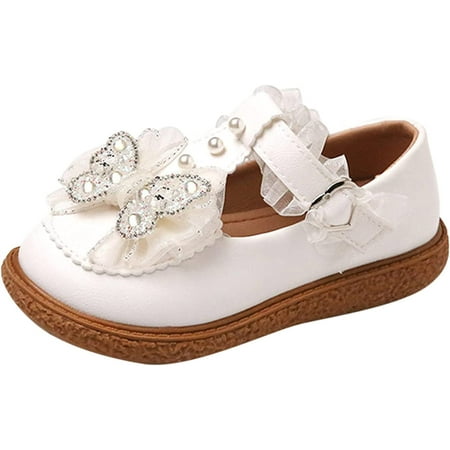 

QWZNDZGR Baby Boy Girl Lace Up Leather Sneakers Rubber Sole Non-Slip Toddler First Walkers Princess Dress Shoe Sequins Crib Shoes