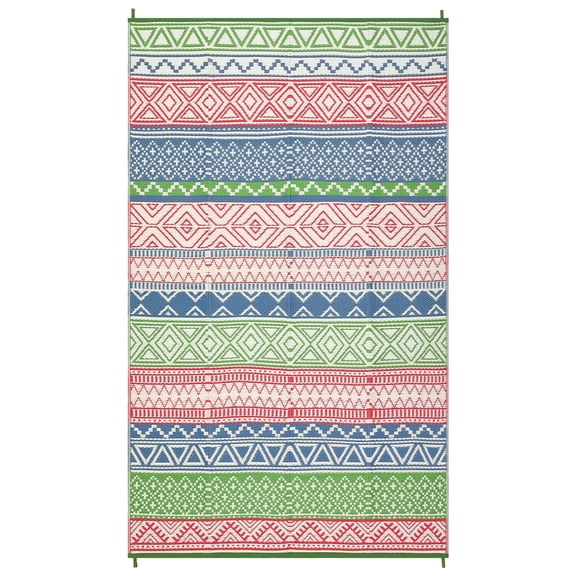 Reversible Outdoor Plastic Straw Rug Waterproof Patio Mat Boho Area Carpet for Camping RV Deck, Multiple Sizes Available