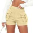 thumbnail image 2 of IROINNID Discount Shorts for Women Straight Barrel High Waist Solid Pocket Work Shorts,Khaki, 2 of 6