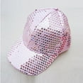 thumbnail image 2 of Penkiiy Womens Glitter Sequin Cap - Elastic Fit Baseball Hat Unisex-Adult Baseball Adjustable Caps Baseball Party Hat Pink, 2 of 3