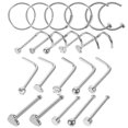 thumbnail image 2 of 21 Pcs Stainless Steel Nose Rings Nose Stud Piercing Jewelry Metal Nose Rings Hoops, 2 of 3