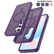 Tekcoo for Samsung Galaxy S24 FE Case, Compatible with MagSafe Military Grade Drop Protection Magnetic Rugged Cover Translucent Back Shockproof Phone Case for Samsung Galaxy S24 FE - Purple