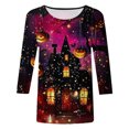 thumbnail image 4 of zaveiop Halloween Shirts for Women 2025 3/4 Length Graphic Sweatshirts 3/4 Length Sleeve Tunic Tops Halloween Gifts Blouse (Hot Pink, XXXL), 4 of 6