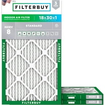 Filterbuy 18x30x1 MERV 8 Dust Defense, Pleated HVAC AC Furnace Air Filters (3-Pack)