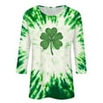 thumbnail image 4 of St Patricks Day Shirt for Women Funny Green Graphic 3/4 Sleeve Crewneck Casual Loose Fit Pullover Tshirt Tee Tops (3XL, Multicolor), 4 of 4