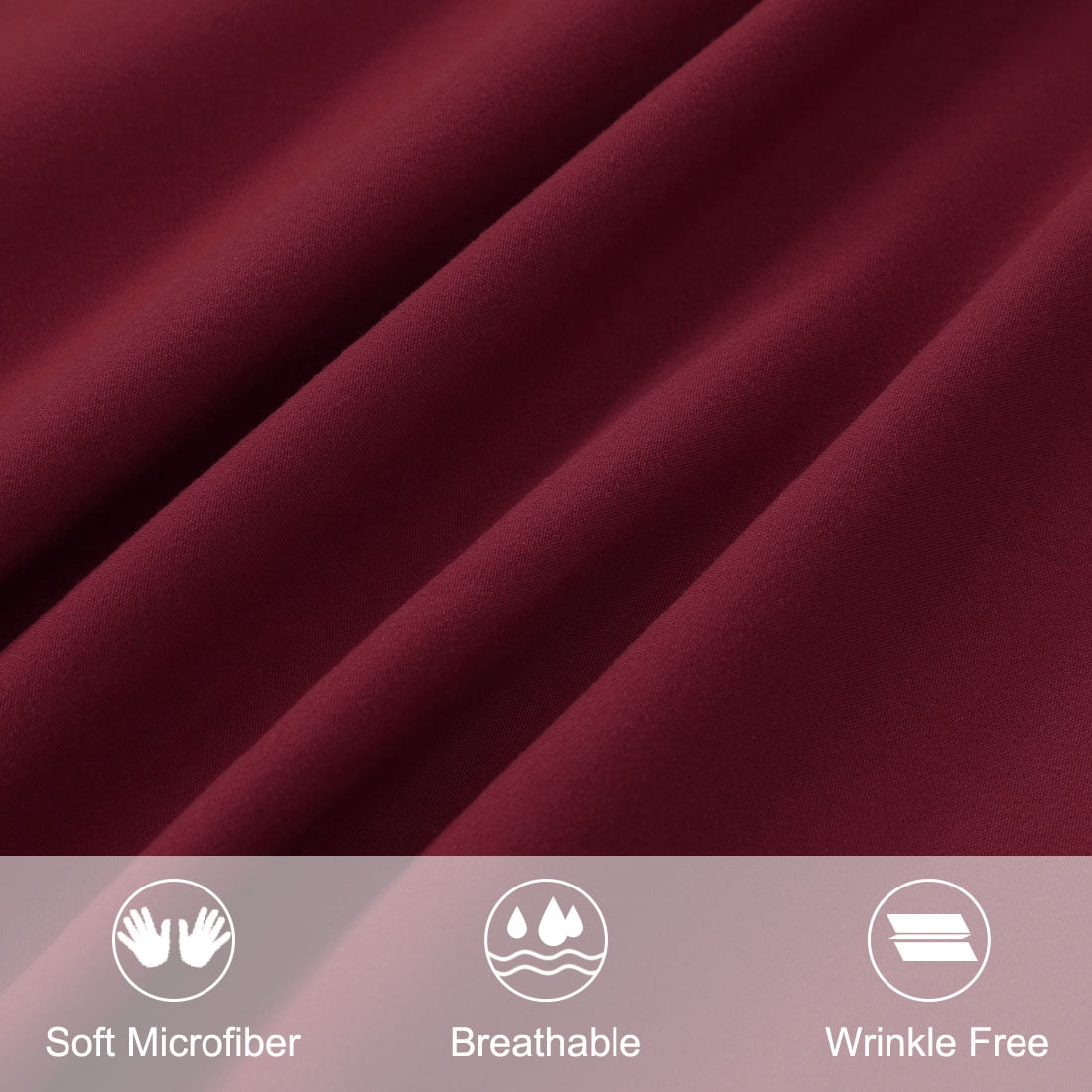 Unique Bargains 2-Pack Envelope Closure Pillow Sham King Burgundy