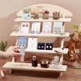 thumbnail image 3 of 4-Tier Pine Wood Retail Display Racks Countertop Small Merchandise Display Risers for Figures Gemstone Earring Display Cards Jewelry Storage BurlyWood Finished Product: 27x40x38cm, 3 of 5