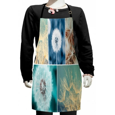 

Dandelion Kids Apron Blooming Dandelion Flowers Fluffy Soft Purity Fragrance Natural Organic Color Collage Boys Girls Apron Bib with Adjustable Ties for Cooking Baking Painting Blue by Ambesonne