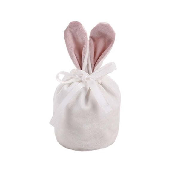 Clearance under $1 Easter Gifts Bags Easter Bunny Ear Drawstring Candy Bags Easter Bags Velvet Goodie Bags for Easter Party