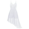 thumbnail image 5 of HULIJA Women Sequin Ballet Dance Dress Ballerina Camisole Skirted Leotards Asymmetrical Lyrical Dress White S, 5 of 7
