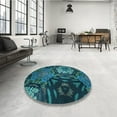 thumbnail image 4 of Ahgly Company Machine Washable Indoor Round Transitional Deep-Sea Blue Area Rugs, 4' Round, 4 of 7