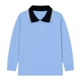 thumbnail image 3 of Boys Polo Shirts Long Sleeve Blue Button up Shirt Boys School Uniforms Collared Shirts Kids Size 4T Boys Clothes, 3 of 3