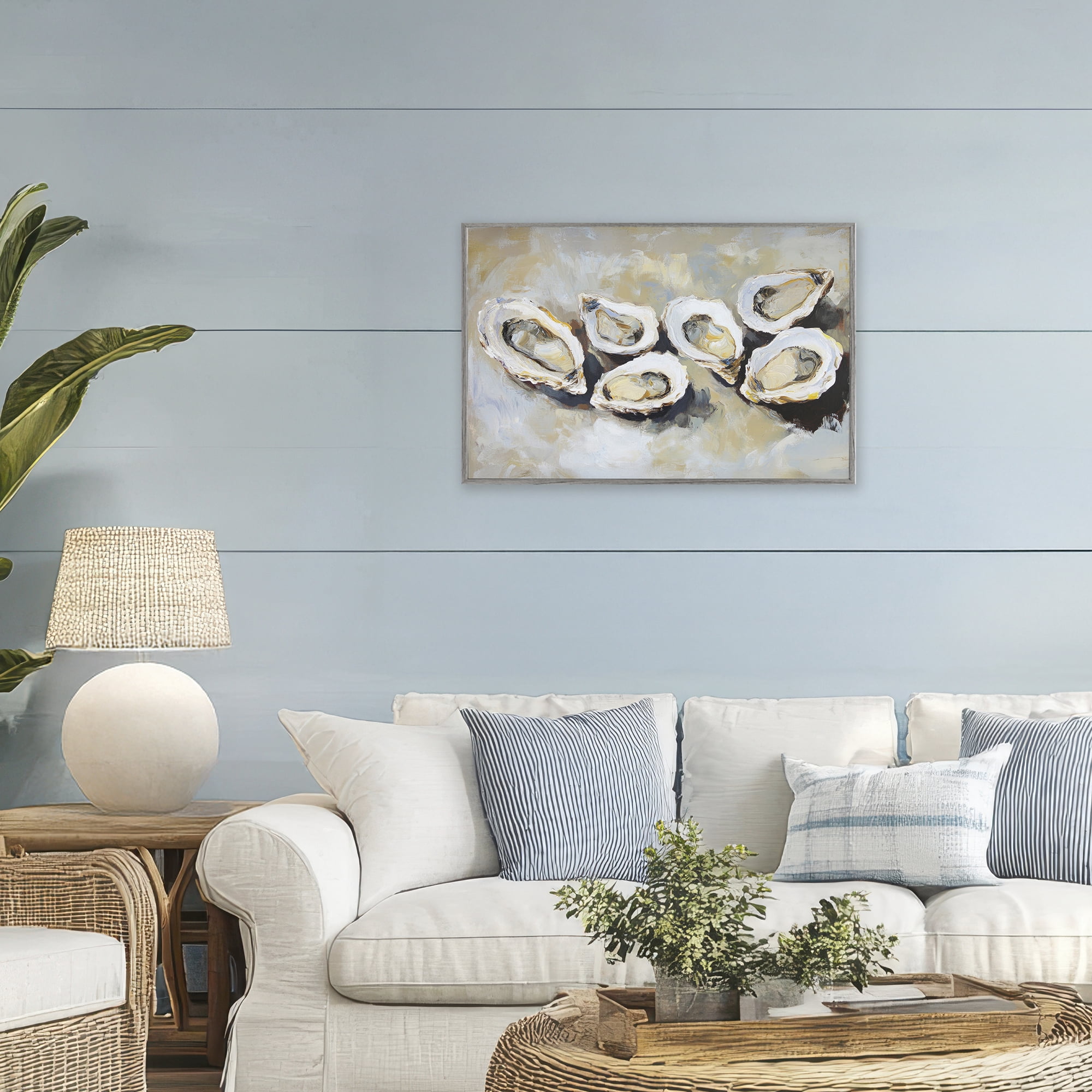 Stupell Industries Line of Oysters in Neutrals Gray Framed Giclee Art, design by Sisi and Seb