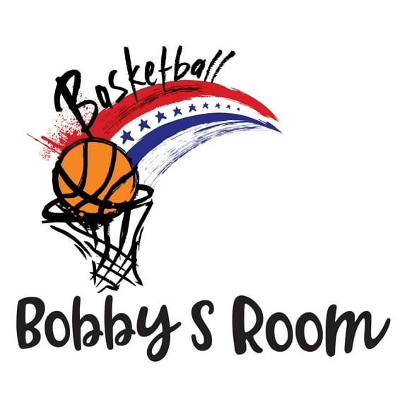 Holiday Gift Boys Basketball Cute Sports Wall Decal Decoration Basketball Vinyl Wall Sports Decal for Boys Room Lasts Years and Easily Removable - Size: 23 in x 21 in