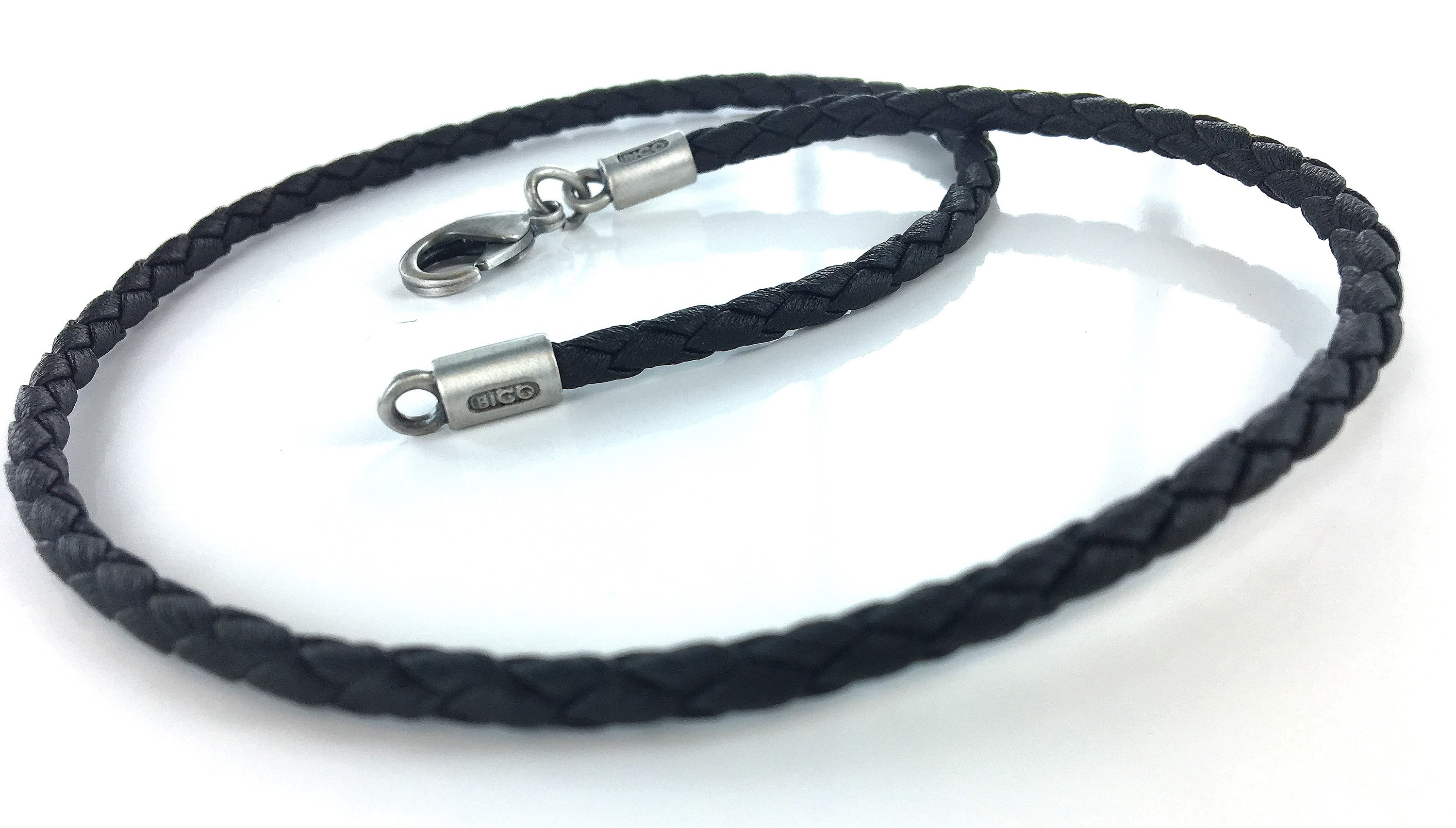 FaithHeart Braided Leather Cord Necklace for Men 2MM Black Woven