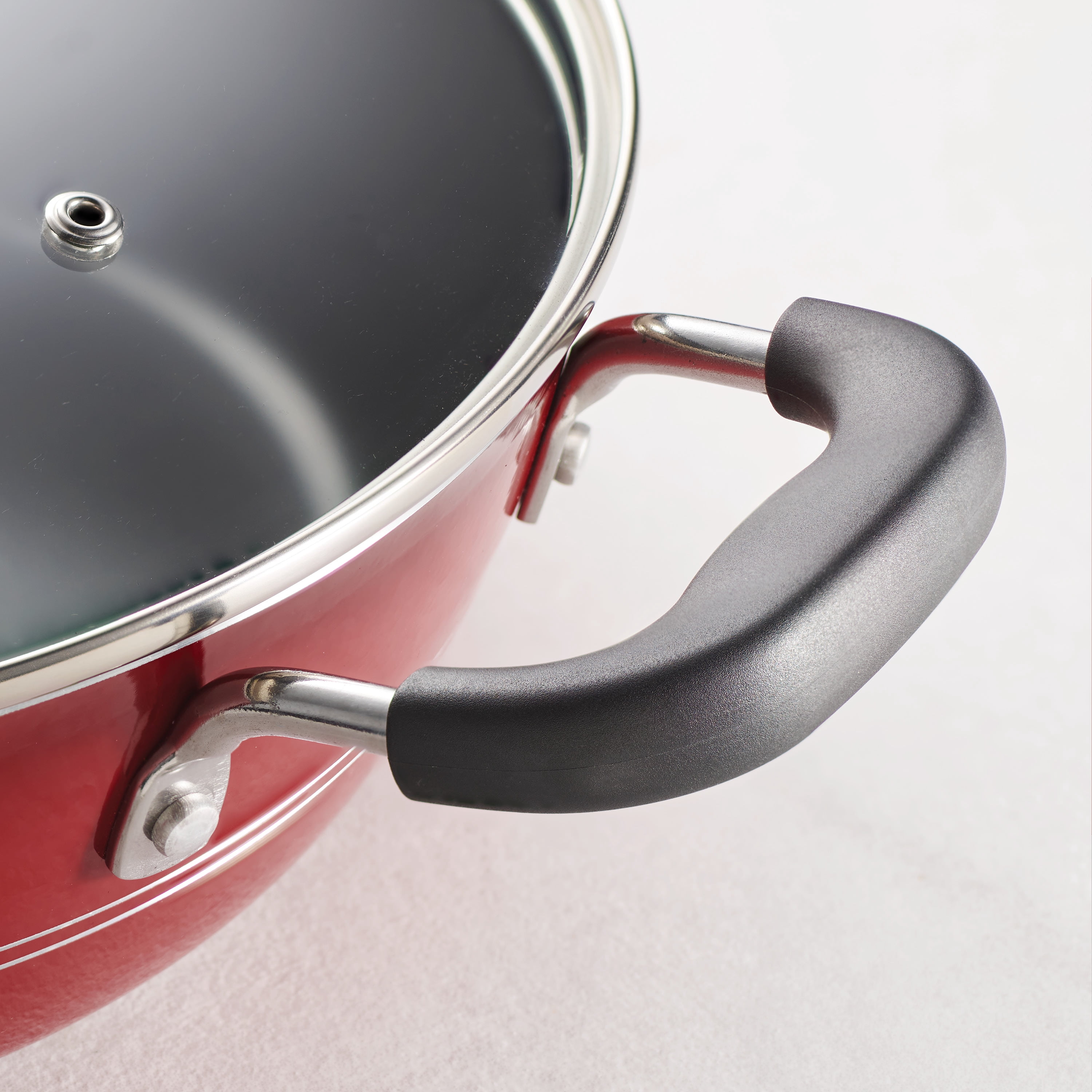 Tramontina Sicilia 10-Piece Non Stick Cookware Set with Glass Lids, Aluminum Nonstick Pots and Pans Kitchen Set (Raspberry)