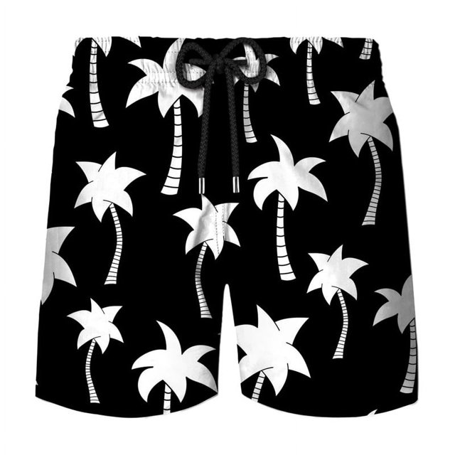 Simple Beach Coconut Tree 3D Printed Short Pants Mens Summer Board Shorts Swimsuit Male Swimming Trunks Quick-dry Custom Shorts