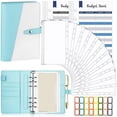 thumbnail image 1 of Multifunctional A6 Budget Binder with 12 Clear Zip Pockets and 12 Budget Sheets PU Cash Envelopes Portable Envelopes Organizer for Budgeting and Money Saving, 1 of 10