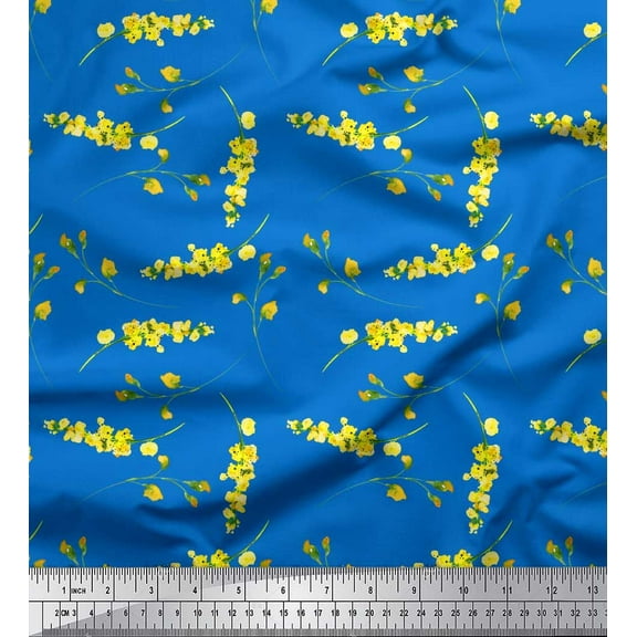 Soimoi Cotton Duck Fabric Flower Watercolor Printed Craft Fabric by the Yard 42 Inch Wide