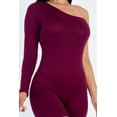 thumbnail image 5 of Solid Color One Shoulder Long Sleeve Romper, 5 of 9