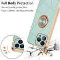 thumbnail image 4 of Electroplated Magnetic Ring Holder Case, 360 Degree with Rotation Metal Finger Ring Holder Magnet Car Holder Soft Silicone Shockproof Cover for iPhone 13 Pro Max 6.7 inch - Mint Green, 4 of 16