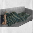 thumbnail image 6 of Geometric Soft Flannel Fleece Throw Blanket, Grungy Background Print with Vertical Stripes and Little Dots, Cozy Plush for Indoor and Outdoor Use, 50" x 60", Dark Teal Yellow, by Ambesonne, 6 of 6