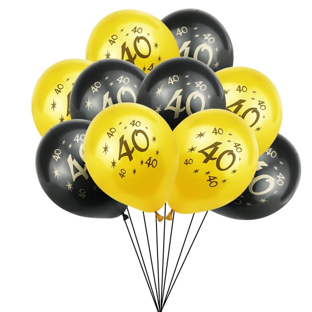 KAKOWELY 20 globos digitales de látex de 40 piezas, globos creativos, decoración del hogar, suministros para fiestas de cumpleaños, decoración para fiestas de cumpleaños y reuniones (dorado, negro)