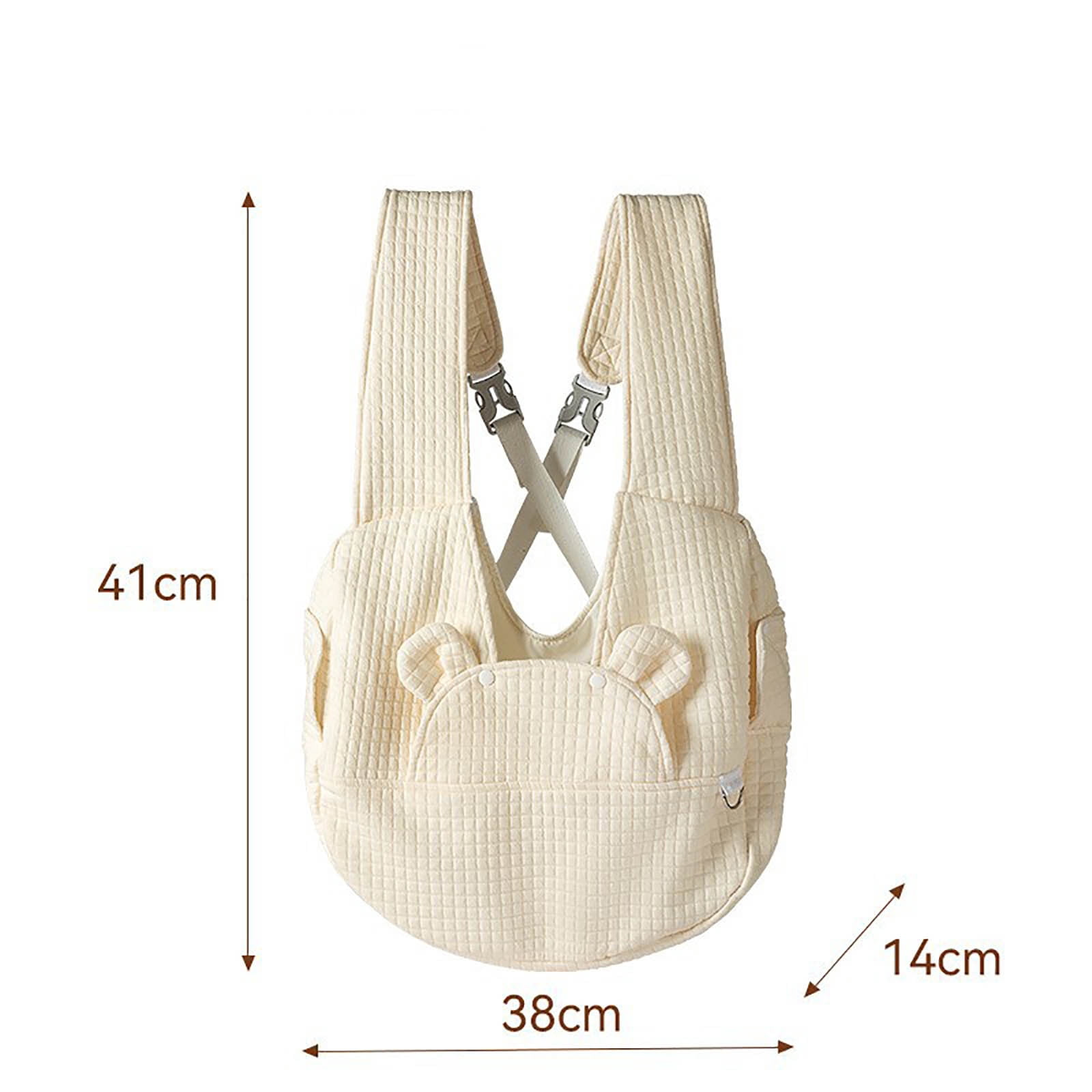 Bear-Shaped Pet Chest Carrier, Dog Sling Backpack, Breathable Canvas, Adjustable Straps, Escape-Proof, Small Dog/Cat Travel Bag For Outdoor Walking (15x5.5x16 Inch,Beige)