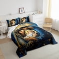 thumbnail image 3 of Manfei Merry Christmas Full Size Comforter Sets,Gold Glitter Print Bedding Comforter Set,Oil Painting Artistic Bedding Sets For Boy Girl,Luxury Bedroom Decor Reversible,3pcs, 3 of 8