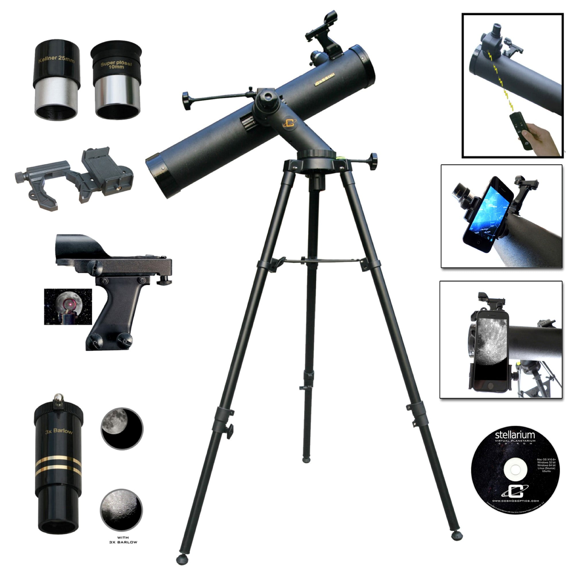 Cassini 800mm X 80mm Astronomical Reflector Telescope with Tracker