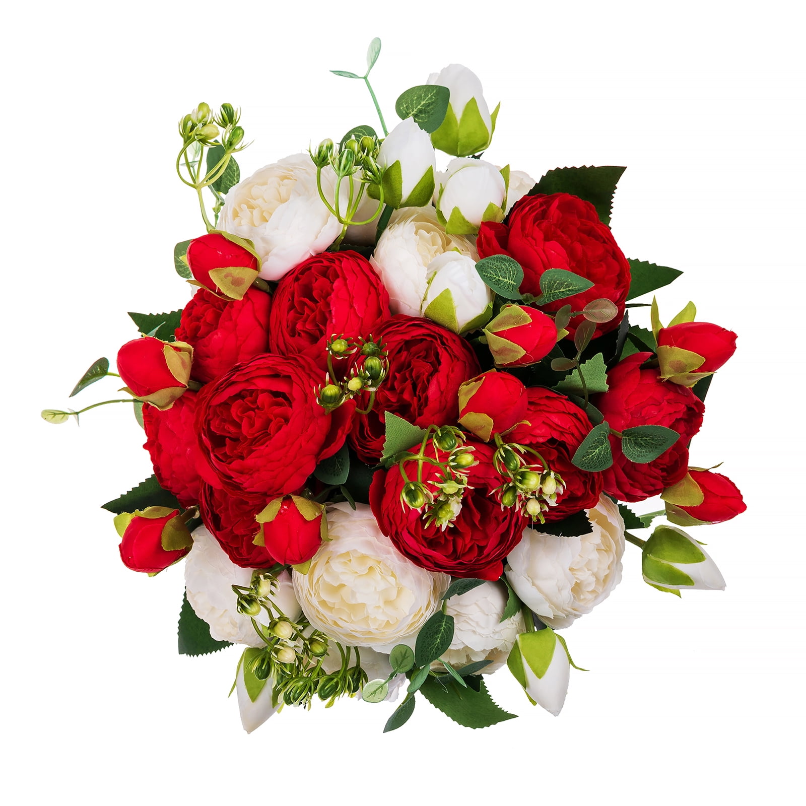 Blosmon Peonies Artificial Flowers for Wedding 4 Bunches of Silk Faux