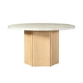 thumbnail image 4 of Miekor Furniture Qwin Natural Marble Top & Oak Finish Round Dining Table 88779, 4 of 6